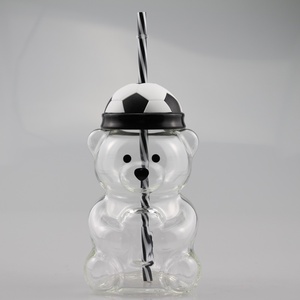 Garrafa de Água de Vidro Reutilizável com Canudo 2026 Soccer Bear Cup para Fãs - Presente Personalizado de Futebol para Crianças e Adultos - Product Image 4