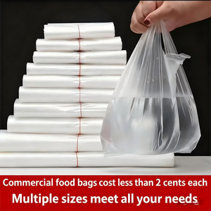 Özel tek kullanımlık PE T-Shirt alışveriş çantaları yelek kolu logolar süpermarketler-ağır gıda sınıfı gravür/serigraf baskı - Product Image 2