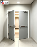 Porte en acier ignifugée homologuée UL, 120 minutes, avec barre anti-panique, pour salle technique