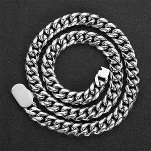 Cadena Cubana de Acero Inoxidable con Hebilla de Resorte de un Solo Lado, Collar y Pulsera de Oro de 18K para Hombre, Estilo Hip Hop - Product Image 5