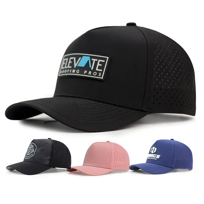 Tùy Chỉnh Không Thấm Nước Laser Cắt Khoan Lỗ Đục Lỗ Hat 5 Bảng Điều Chỉnh Nylon Snapback Cap Gorras Mũ Cho Nam Giới