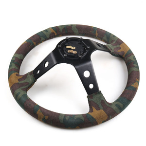 14-Inch 350mm Camouflage Suede Finish Steering Wheel with <b>Horn</b> Button for Racing Off-Road Gaming <b>Car</b> Modifica - Product Image 4