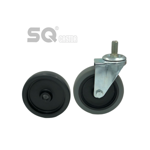 SQ 3 pouces Supply Roulettes De Chariots 100mm 4 pouces gris Tpr Pvc anneau tige pivotant chariot de nourriture roulettes - Product Image 2