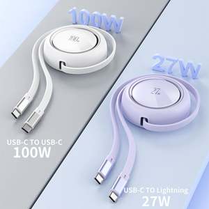 Câble de données USB rétractable 100w 27w Type C <span class=keywords><strong>Chargeur</strong></span> de câble rétractable rapide pour téléphone 15 PD Charging - Product Image 3