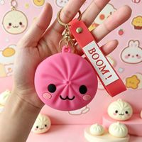 Nouveauté : Porte-clés anti-stress en silicone en forme de macaron, jouet de décompression à presser avec fermeture éclair, pour enfants et adolescents