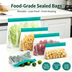 Reusable Silicone Ziplock Food Storage Bags Stand Up <b>Freezer</b> Leakproof Kitchen Fresh Keeping Pouches - Product Image 2