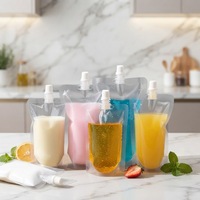 Pochettes Doypack transparentes à bec verseur à faible MOQ pour emballage de liquides (jus, détergent, boissons) – Sachets souples à fond plat