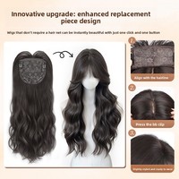 Perruque complète synthétique améliorée pour femme, fabriquée à la machine, sans filet, avec raie, style Deep Wave, tendance