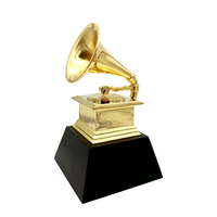 Meilleure vente trophée de radio en métal de musique à base de cristal noir en alliage de zinc doré trophée de prix grammy personnalisé