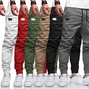 High Quality Solid Color Cargo Joggers Casual Work out drawstring Track Pants sports Joggers Men's cargo pants