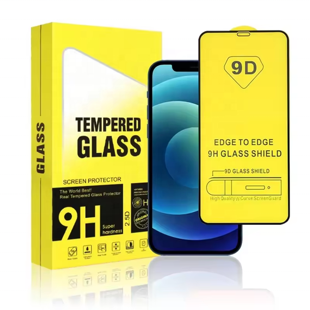9D Tempered Glass Screen Protector for iPhone Samsung Full Coverage Anti Scratch Film