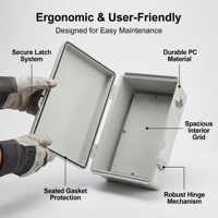 Boîtier de distribution électrique étanche en polycarbonate composite ignifuge avec joint d'étanchéité et porte modulaire