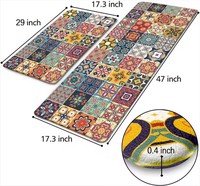 Tapis de Cuisine Anti-Fatigue à Motif Floral Mandala Bohème, Tapis de Sol Domestique Doux et Résistant avec Coussinets