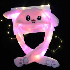 토끼 귀 이동 빛나는 모자 토끼 Led 빛 점프 재미 플러시 귀 이동 만화 모자 어린이 소녀 코스프레 파티 휴일 모자 - Product Image 3