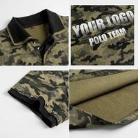Polo à manches courtes imprimé camouflage avec col contrastant, T-shirt streetwear vintage surdimensionné pour homme, logo personnalisé