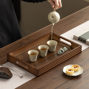 Rectangular Wooden <b>Tea</b> <b>Tray</b> With Handle Polished Finish For <b>Tea</b> Serving And Storage - Product Image 2