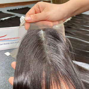Venta al por mayor 2x4 Virgen Vietnamita Remy Extensiones de Cabello Humano Liso Máquina Doble Trama Transparente Cierre de Encaje - Product Image 1