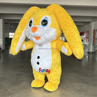 Costume de mascotte de dessin animé d'animal gonflable en peluche personnalisé de mascotte de lapin gonflable jaune à vendre