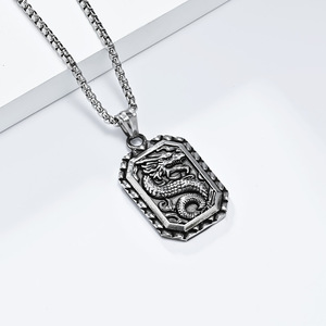 สร้อยคอจี้มังกรจีนสแตนเลสของขวัญ unisex เครื่องประดับสัตว์ออกแบบราศีสัตว์ PT579 - Product Image 4