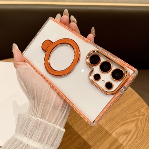 เคสโทรศัพท์ดีไซน์หรู พร้อมที่วางโทรศัพท์ ฝาหลังแม่เหล็กใส กันลื่น สำหรับ Samsung S25 Ultra S24 Ultra - Product Image 5