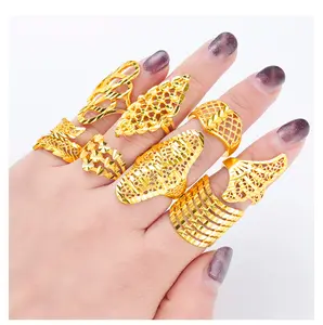 Простое дизайнерское ювелирное изделие, мужские кольца, золотые кольца, ювелирные изделия для женщин, регулируемое свадебное кольцо 24K из Саудовской Аравии