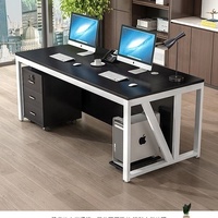 Bureau de direction moderne avec armoire mobile à 3 tiroirs et structure en acier en forme de V pour bureau à domicile ou salle d'étude