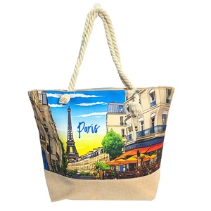 Sac en toile et lin St.Tropez <span class=keywords><strong>de</strong></span> créateur recyclable imprimé <span class=keywords><strong>de</strong></span> logo personnalisé avec pochette et fermeture éclair Grand sac fourre-tout en toile pour le shopping - Product Image 3
