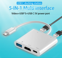 HC-04D 5 in 1 4K Video ausgang Typ C zu HDTV Adapter 3 Ports USB 3.0 USB-C Hub mit 3A Netzteil