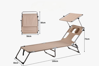 Chaise longue pliante moderne en fer et tissu Oxford avec trou pour le visage – Chaise longue de plage, de parc ou de camping durable, pliable et portable