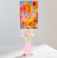 Bloc-notes en acrylique frais et léger avec porte-notes autocollantes et porte-photo - Article de décoration de bureau mignon