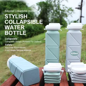 Botellas de bebida de agua de festivales plegables botella de agua de silicona plegable para niños de deporte al aire libre sin BPA personalizada para la escuela de niños