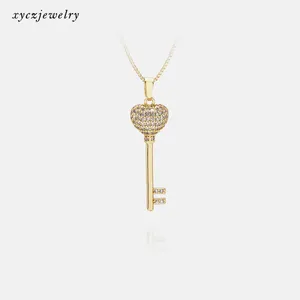 Klassischen Schloss Schlüssel Anhänger Charm Halskette 18K Gold Überzogene Anhänger Halskette Box Kette Rose GOLD Farbe Silber Überzogene Halsketten MÄNNER