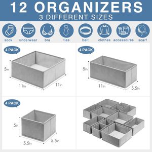 Organiseurs de placard pliables en tissu et séparateurs de tiroirs pour sous-vêtements – Vente en gros - Product Image 3