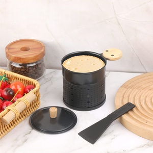 Mini pot à fromage chauffé à la bougie - Appareil à <span class=keywords><strong>fondue</strong></span> compact antiadhésif avec couvercle et spatule, idéal pour les fêtes, les pique-niques et le camping - Product Image 2