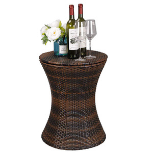 Commercio all'ingrosso personalizzato Rattan giardino tavolo da <span class=keywords><strong>Bar</strong></span> fresco <span class=keywords><strong>esterno</strong></span> Patio con birra vino Cooler vasca idromassaggio lato tavolo e secchiello per il ghiaccio - Product Image 5