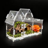 Boîte d'élevage pour araignées domestiques, escargots, grenouilles, geckos, lézards, boîte d'observation transparente en acrylique, habitat à attraction magnétique