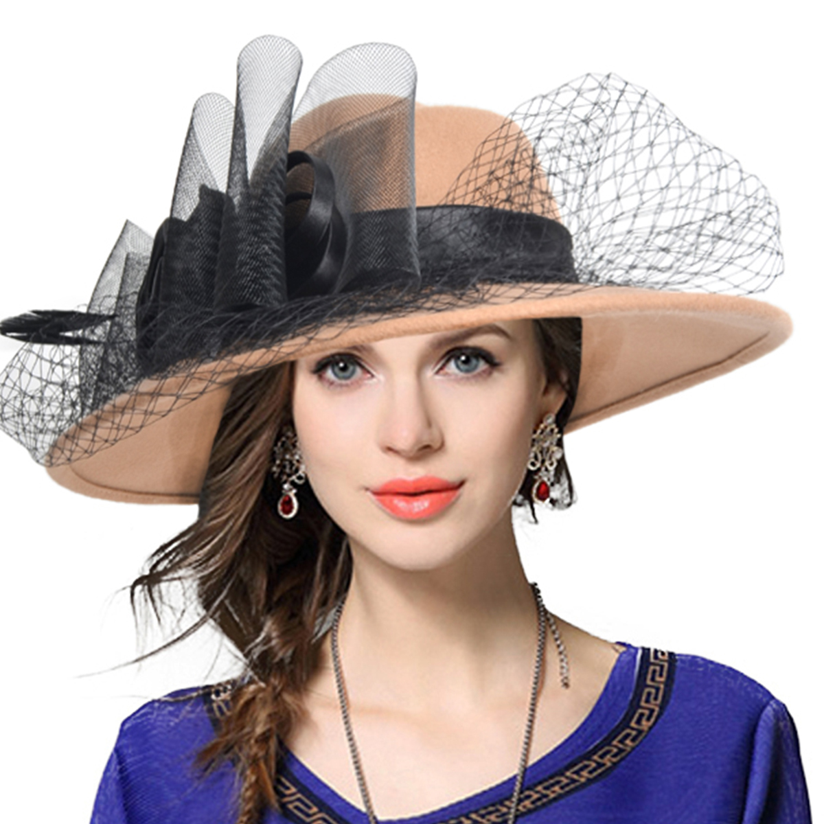 Gorgeous 100 % Wool Dress Hat Sumolux Women Beret Hat French Vintage Floral Wool Dress  main image 3