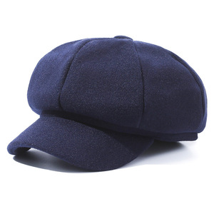 Women's Autumn Sporty <b>Baseball</b> <b>Cap</b> British Korean Inspired Octagonal Woolen Beret Solid Color <b>Plain</b> Felt Jersey for Sports - Product Image 3