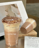 Gobelets en plastique transparent personnalisés ODM en gros pour le café, gobelets froids pour animaux de compagnie avec couvercle en dôme, gobelets à usage unique de 16 oz pour emporter