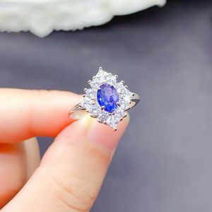 Anelli di Lusso in Argento 925 Placcato Rodio con Zaffiro Naturale Taglio Ovale, Direttamente dalla Fabbrica, per Donne, Ideali per Matrimoni, Fidanzamenti e Regali per Feste - Product Image 5