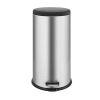 Poubelle ronde en acier inoxydable, corbeille avec pédale intérieure en plastique, de 30l, pour hôtel