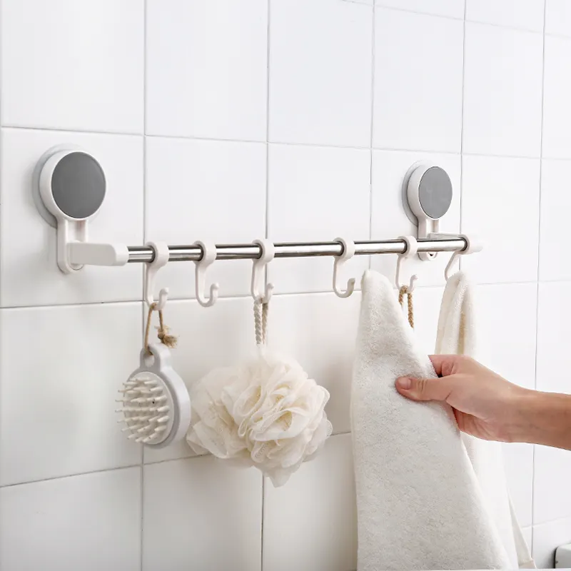 Muur Gemonteerde Opvouwbare Huishoudelijke Accessoires Plastic Handdoekenrek Houder Zelfklevende Voor Badkamer En Keuken