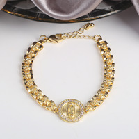 Bijoux en vrac mode simple 14k couleur or fleur vierge marie rose bracelet incrusté pour les femmes vente en gros
