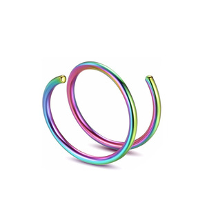 Joyería corporal de moda Cartílago de La Oreja Piercing de fosa nasal Anillo de aro <span class=keywords><strong>doble</strong></span> Anillo de nariz espiral chapado en oro - Product Image 3