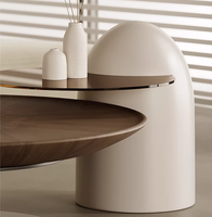 Ensemble de tables basses en bois réglables modernes, design minimaliste italien, table ronde pour petits salons