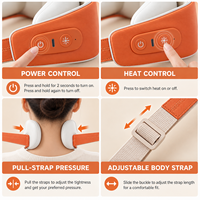 Appareil de massage du cou ergonomique blanc et orange avec pétrissage simulé des doigts, 2 vitesses et design portable