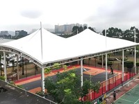 Auvent en membrane tendue résistant au vent, tissu PVDF, toit de terrain de basket extérieur pour école