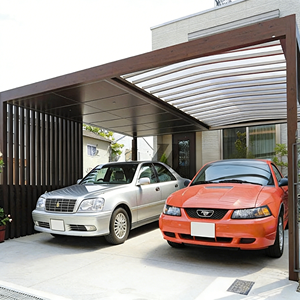 Auvent de jardin moderne en aluminium sur mesure avec finition naturelle, <span class=keywords><strong>abri</strong></span> autoportant pour 2 voitures pour villa - Product Image 2