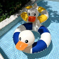 Grand anneau de natation gonflable en PVC à rayures, simple couche, pour enfants et adultes