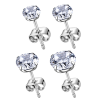 Серьги-гвоздики из титана ASTM F136 G23 с цирконием 5А, классический дизайн, позолоченные, с круглым цирконом, ювелирные изделия для женщин, OEM